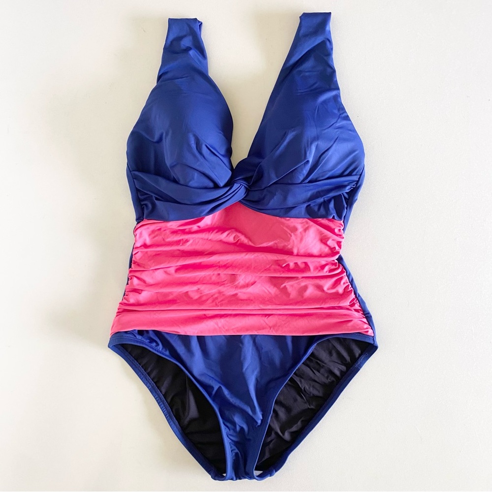 NEW La Blanca One Piece Swimsuit in blue/pink -Size 6